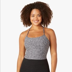 Beyond Yoga Spacedye Slim Racerback Cropped Tank in Grey Size L